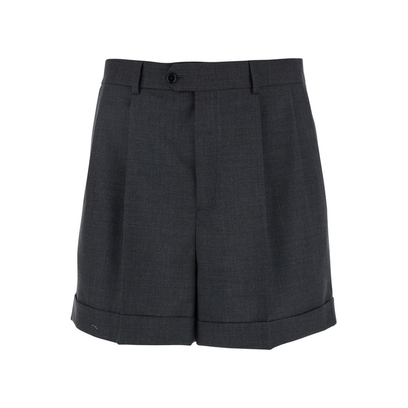 ‘School Boy’ Grey Shorts with Belt Loops and Pence in Wool Man