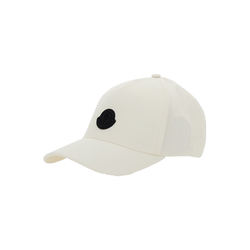 White Baseball Cap with Logo Patch on the Front in Cotton Man