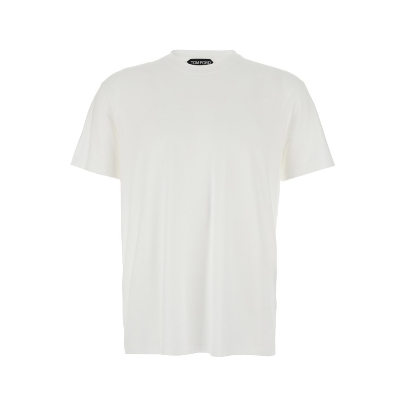 White Crewneck T-Shirt in Cotton Blend Man