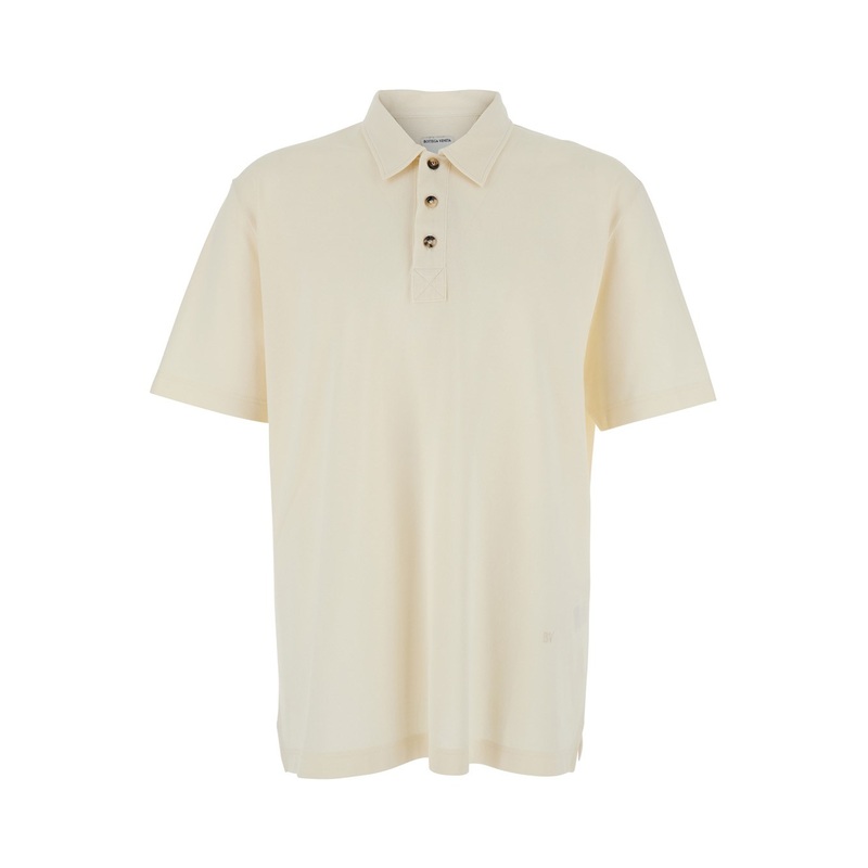 White Polo Shirt with Classic Collar and Logo Embroidery Detail on the Front in Cotton Man