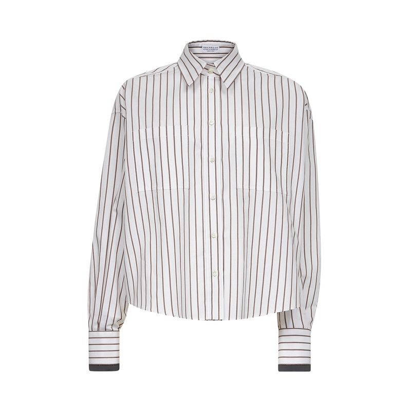 White striped twill Shiny Cuffs shirt