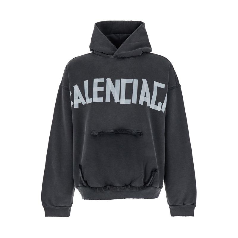 Black Hoodie with Logo Lettering on the Front and Logo Print on the Back in Cotton Man