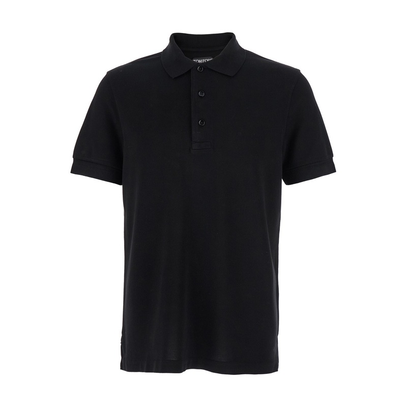 Black Polo Shirt with Classic Collar in Cotton Blend Man