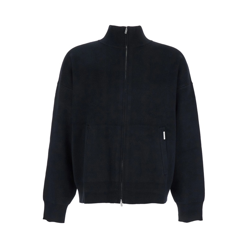 Black Sweatshirt with Logo Embroidery on the Rear and Logo Patch on the Pocket in Cotton Man