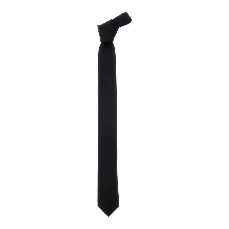 Black Tie with Single Loop on the Rear in Silk Man