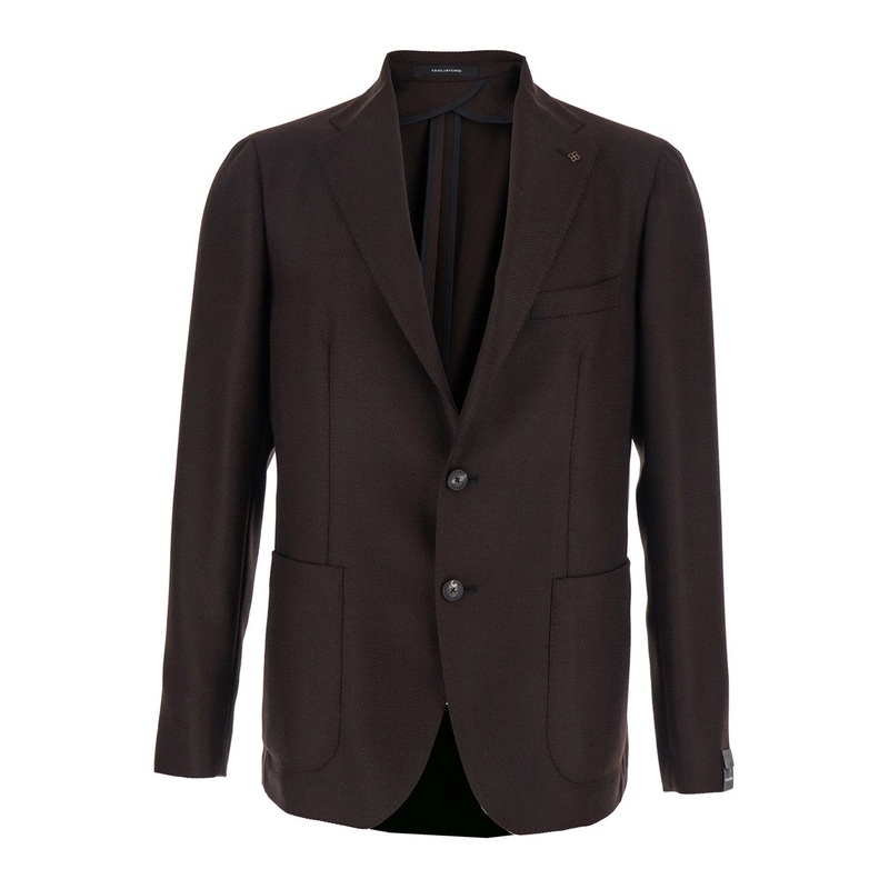 Bordeaux Single-Breasted Jacket with Notched Revers in Wool Man