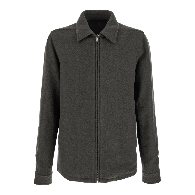 ‘Brad’ Green Jacket with Classic Collar in Wool Man