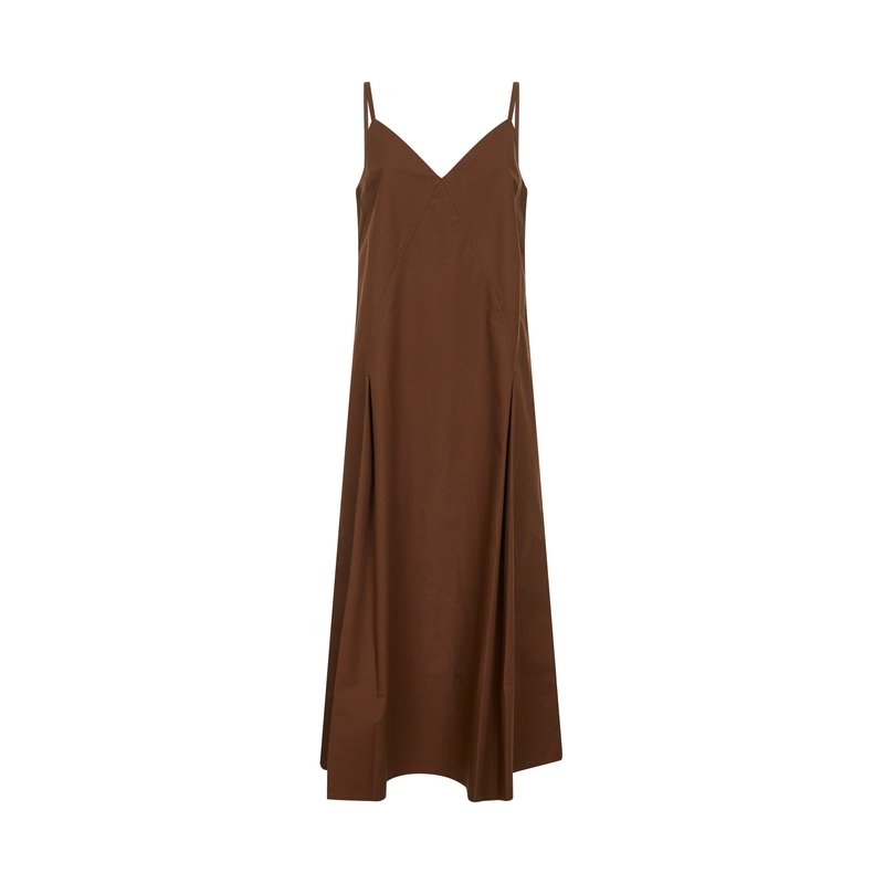 Brown cotton Oma midi slip dress