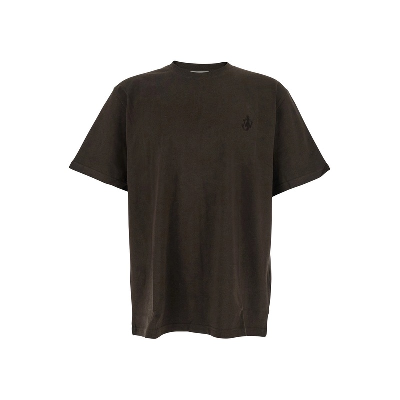 Brown T-Shirt with Logo on the Front in Cotton Man