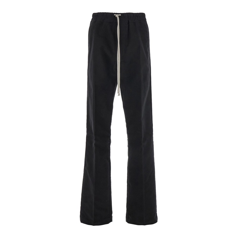 ‘Dietrich’ Black Pants with Elastic Waist and Wide Leg in Cotton Man