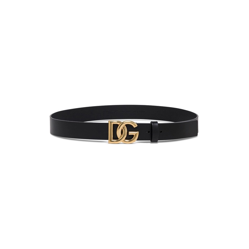 Dolce & Gabbana Man’s Black Leather Belt with DG  Buckle
