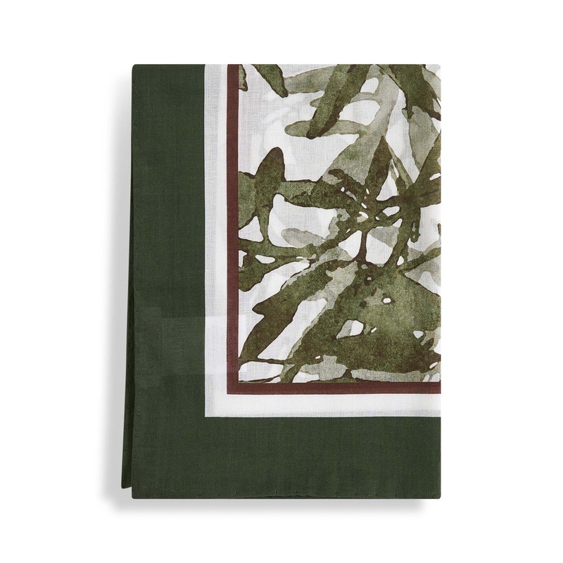 Green cotton Herbarium Print scarf