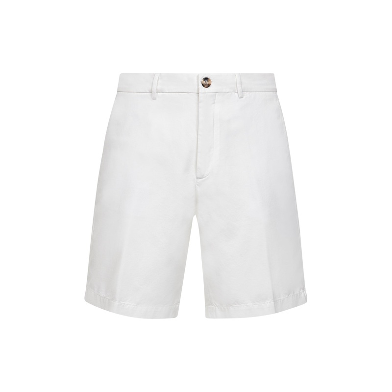 White cotton gabardine Bermuda shorts