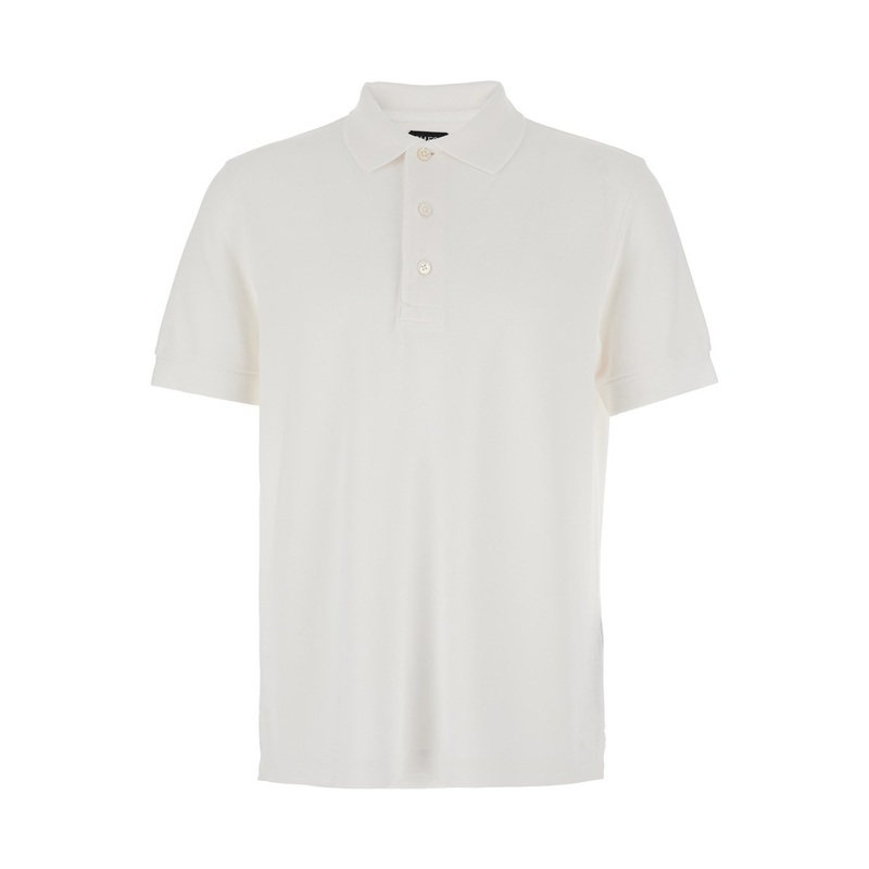 White Polo Shirt with Classic Collar in Cotton Blend Man