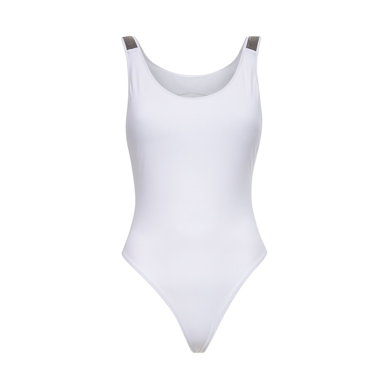 White techno jersey Precious Details one-piece swimsuit
