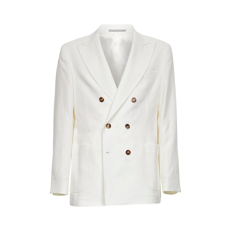 White twisted linen deconstructed blazer