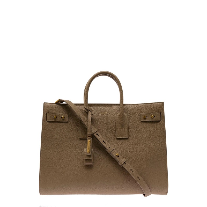 ‘A Sac de Jour’ Beige Corssbody Bag with Shoulder Strap in Grained Leather Man
