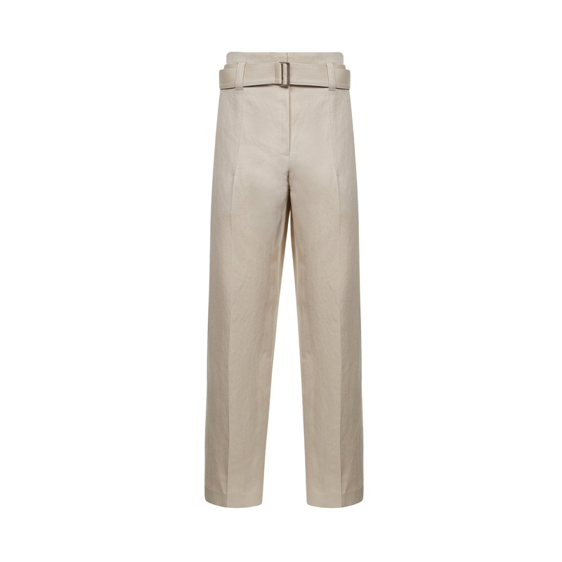 Beige canvas Corset cigarette trousers