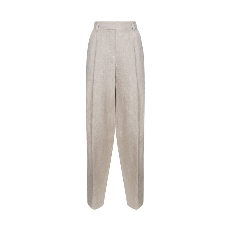 Beige linen wide leg trousers|36|38|40
