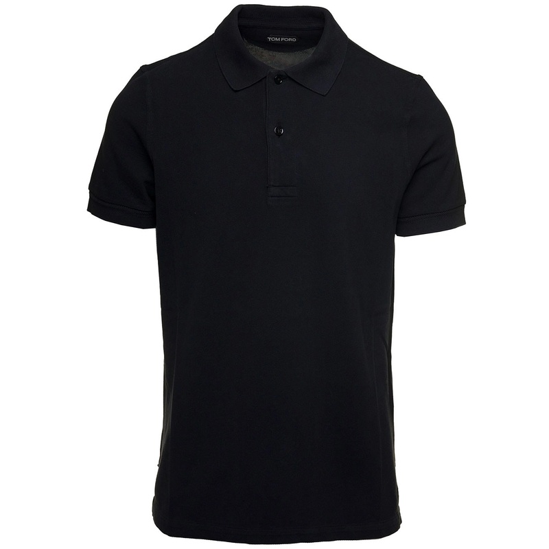 Black Short-Sleeves Polo in Cotton Piquet Jersey Man