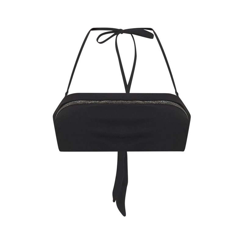 Black techno jersey monili bikini bandeau top