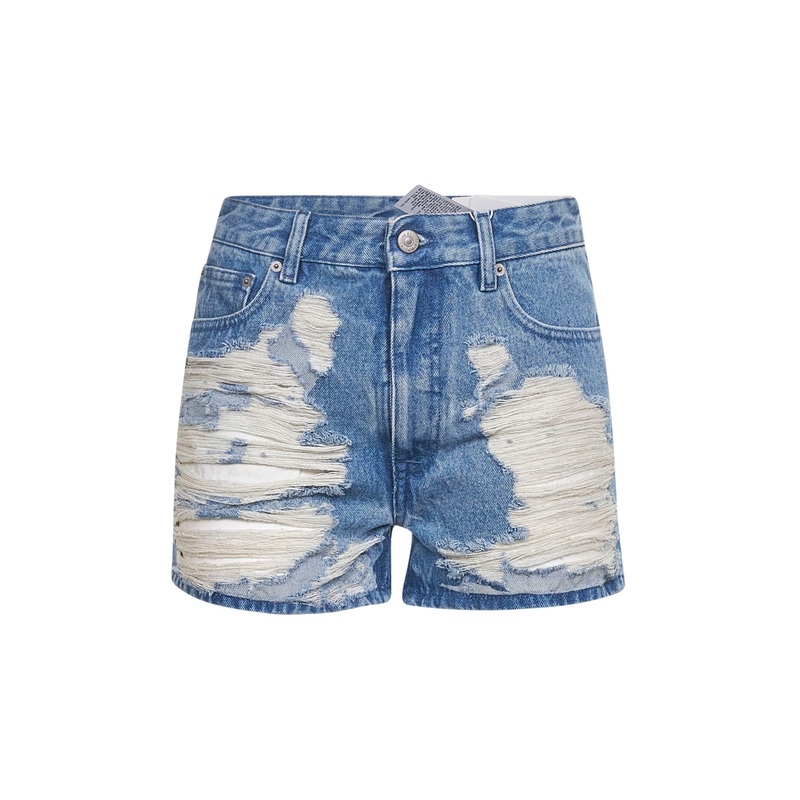 Blue denim distressed shorts|25|26|27|28
