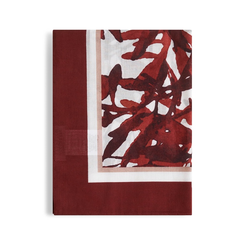Burgundy cotton Herbarium Print scarf