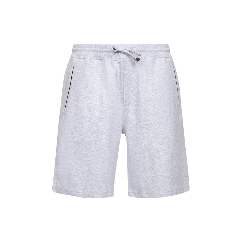 Grey techno cotton fleece Bermuda shorts