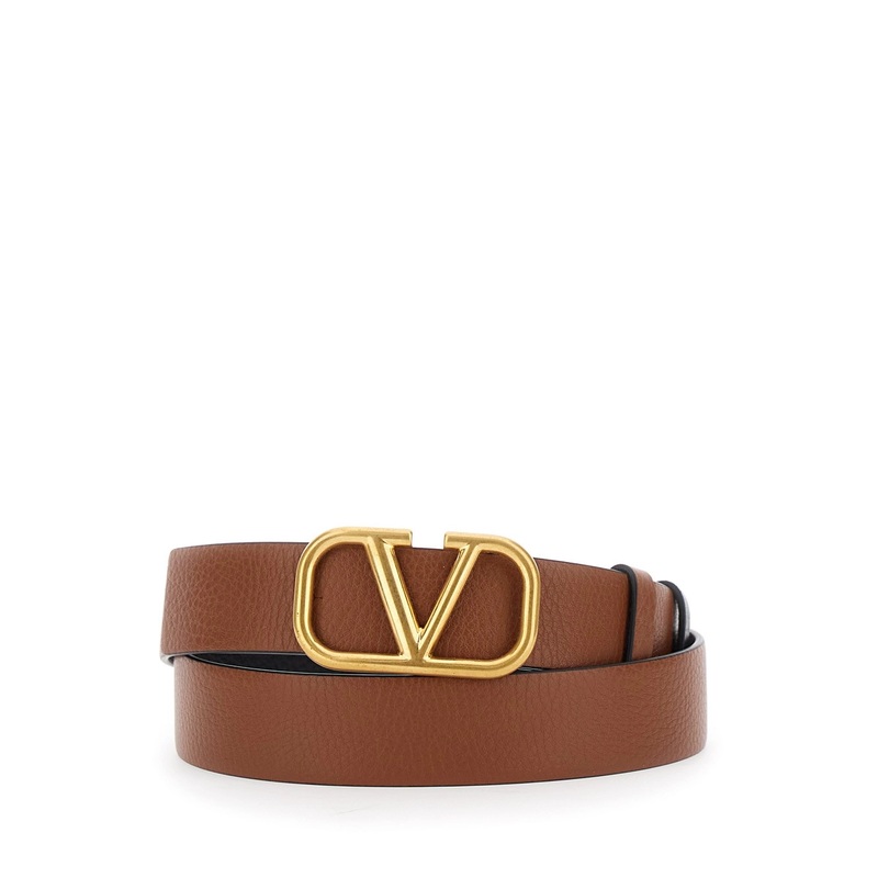 Reversible Belt with VLogo Buckle in Leather Man