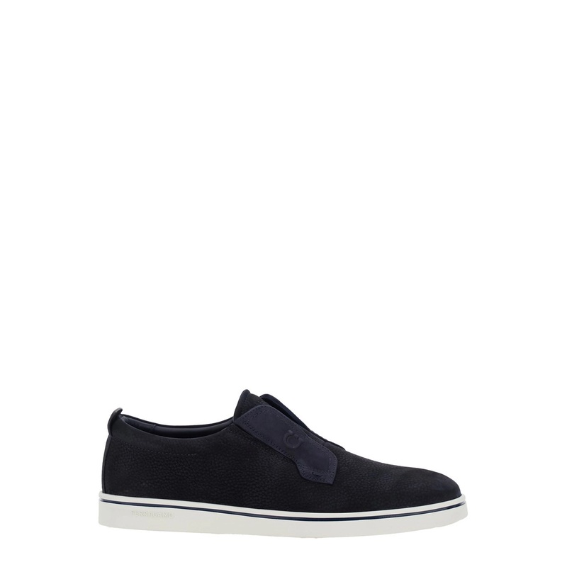 ‘Alfie’ Blue Laceless Oxford Shoes with Round Toe in Grained Leather Man