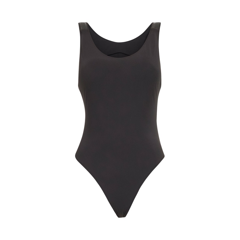 Brown techno jersey Precious Details one-piece swimsuit