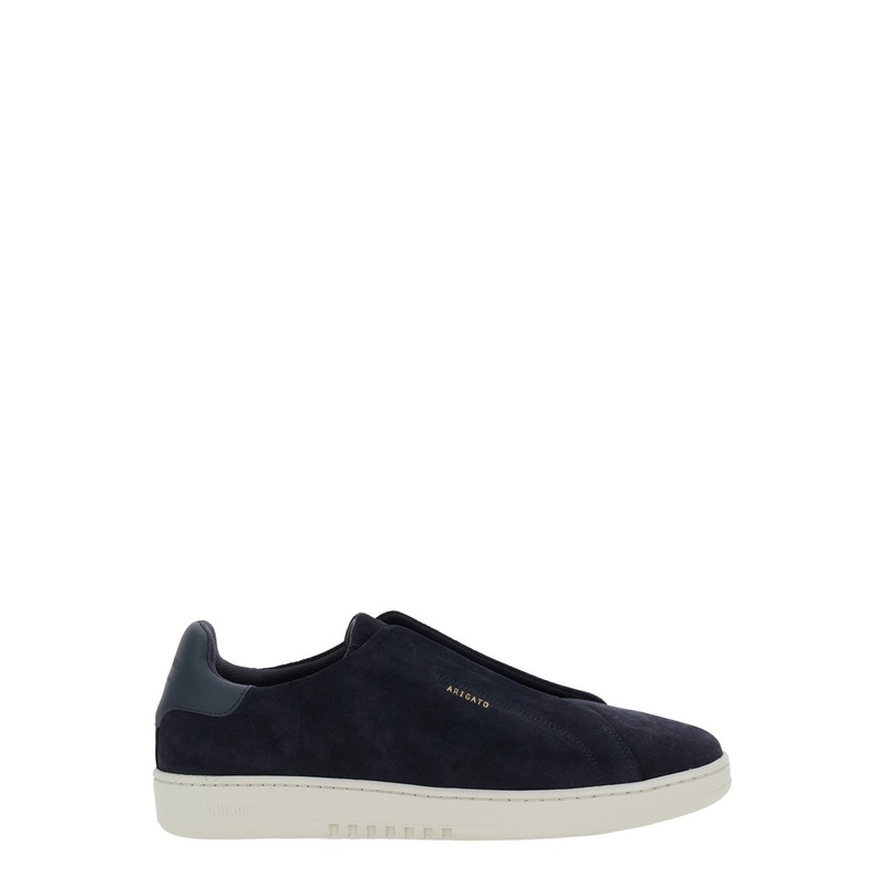 ‘Dice’ Blue Low Top Laceless Sneakers with Logo Lettering on the Side in Suede Man