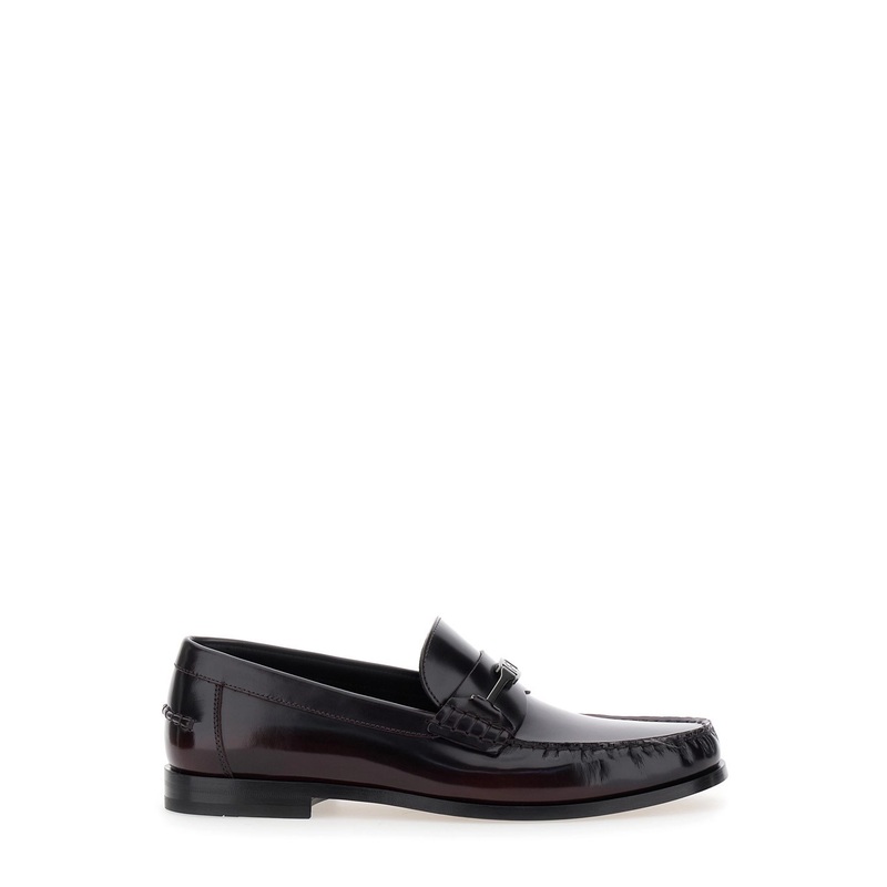‘Harry’ Black Loafers with Almond Toe and Logo Plaque Detail in Leather Man
