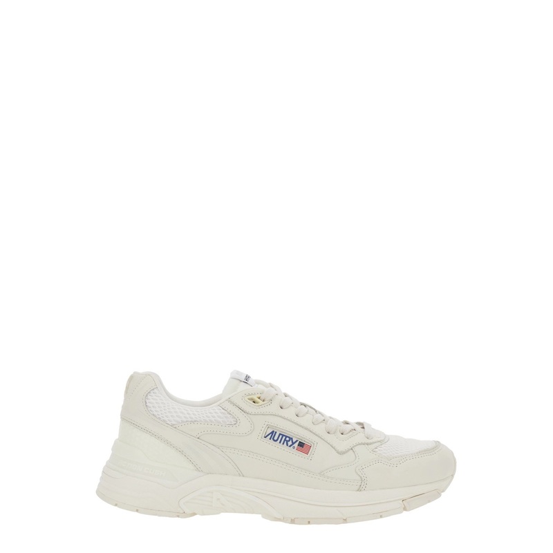 ‘Hyperway’ White Low Top Sneakers with Logo Patch on Tongue and Side in Tech Fabric Man