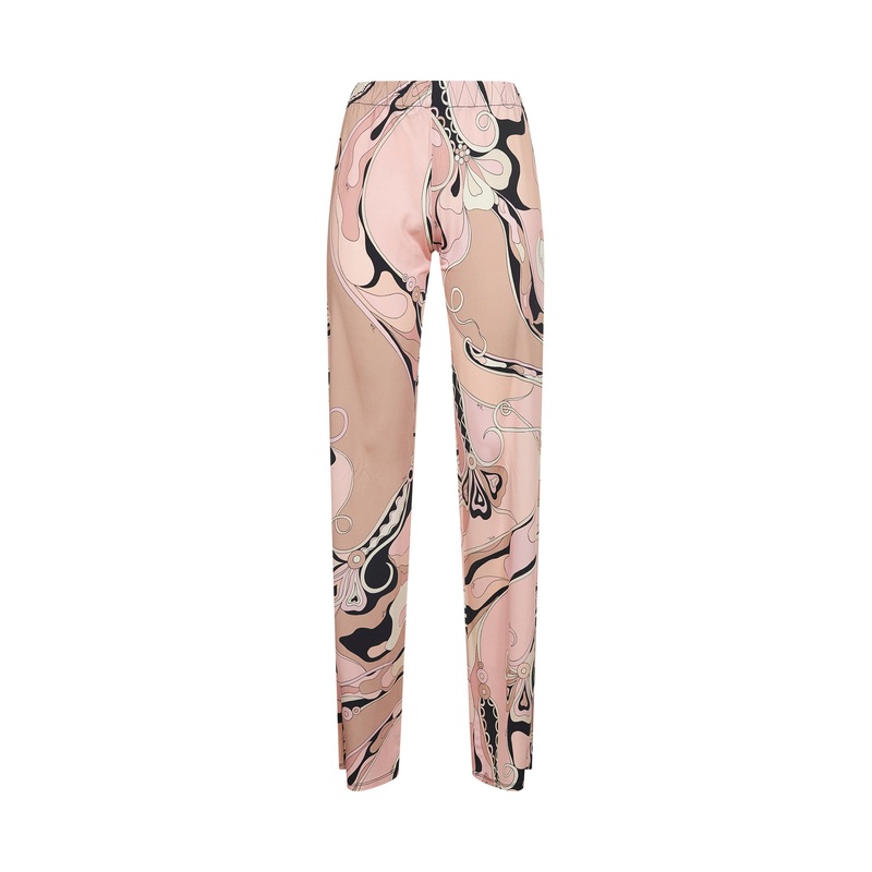 Nude Orchidee print satin jersey trousers