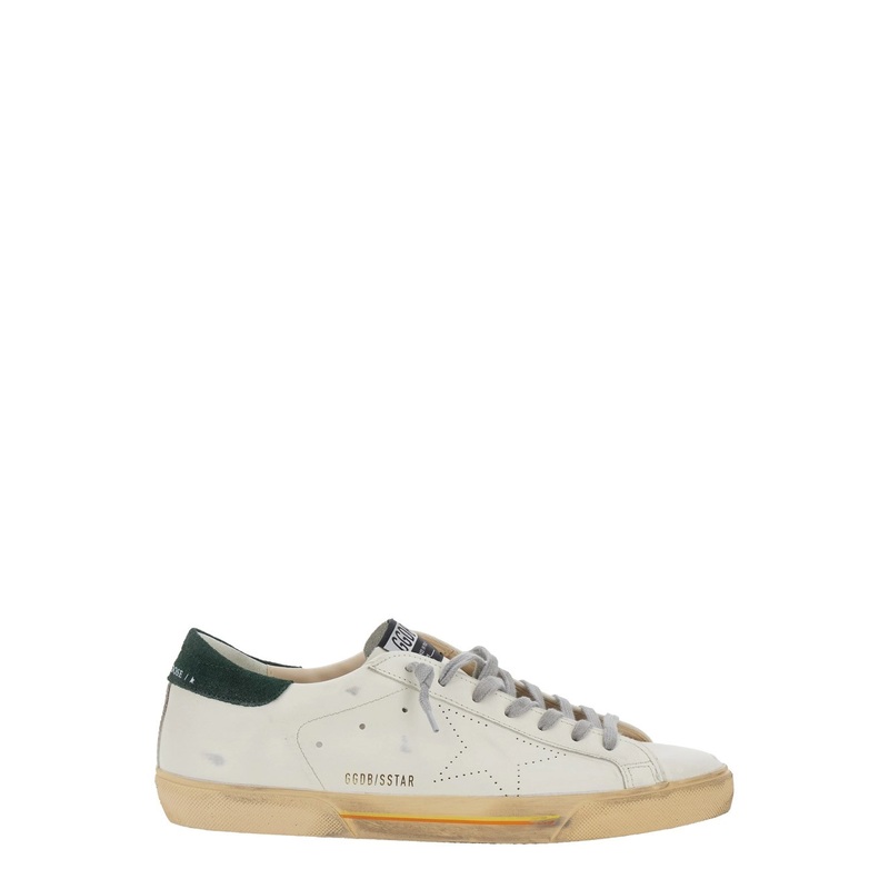 ‘Superstar’ White Low Top Sneakers with Contrasting Heel and Logo Patch on the Tongue in Leather Man