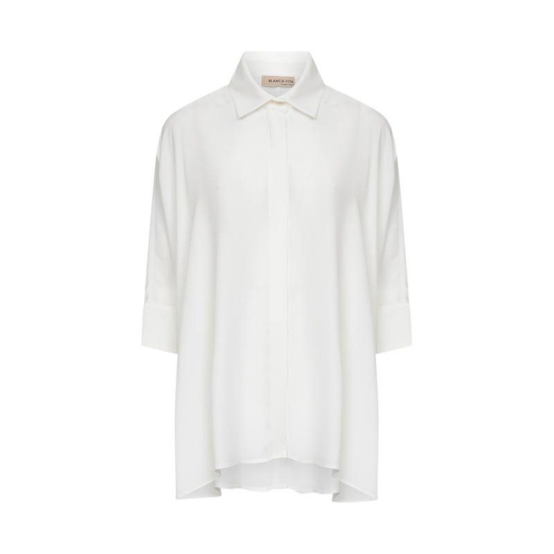 White silk blend Cojy asymmetric shirt