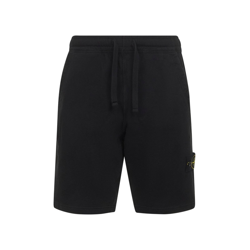 Black malfil cotton fleece shorts
