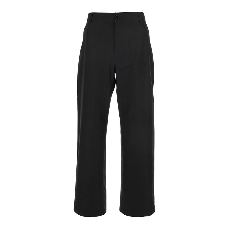 Black Pants with Belt Loops and Web Detail on the Rear in Cotton Man