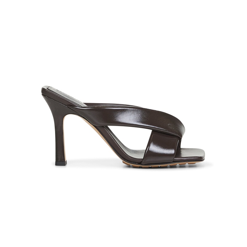 Brown shiny calf leather Riva mules