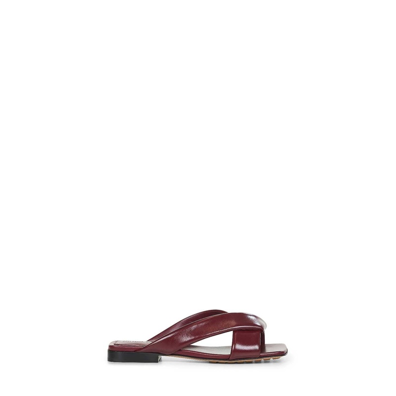 Burgundy shiny calf leather Riva flat mules