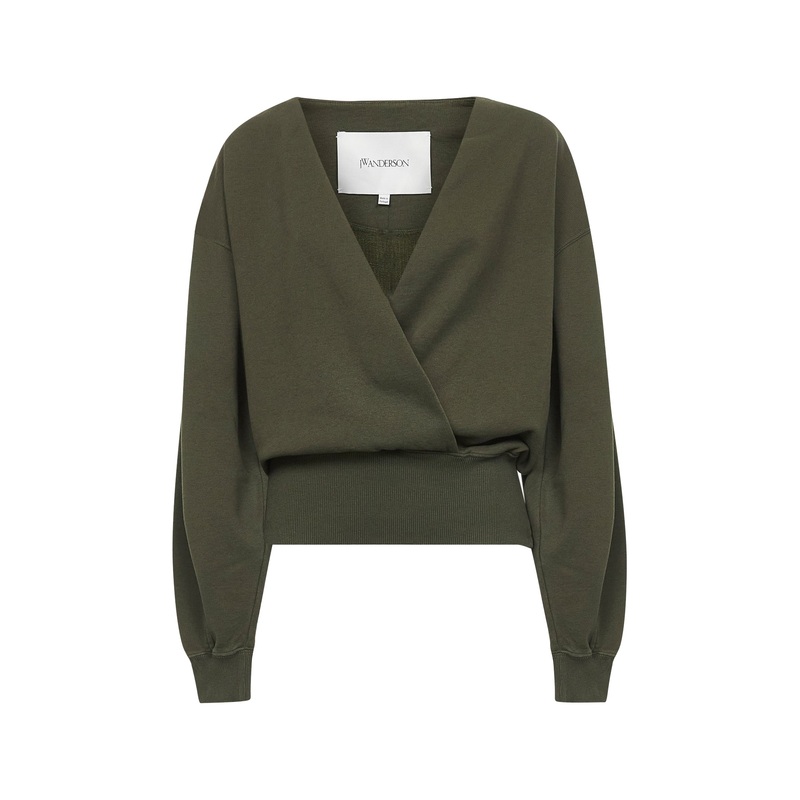 Green cotton wrap sweatshirt|XS|S|M