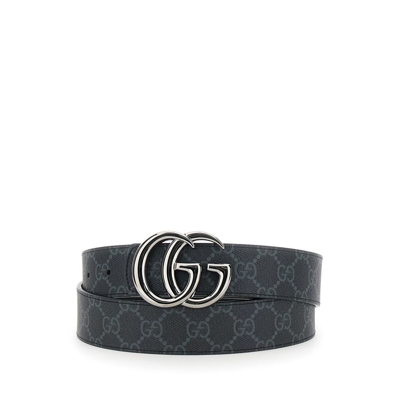 Grey Reversible Belt with GG Buckle in GG Canvas and Leather Man
