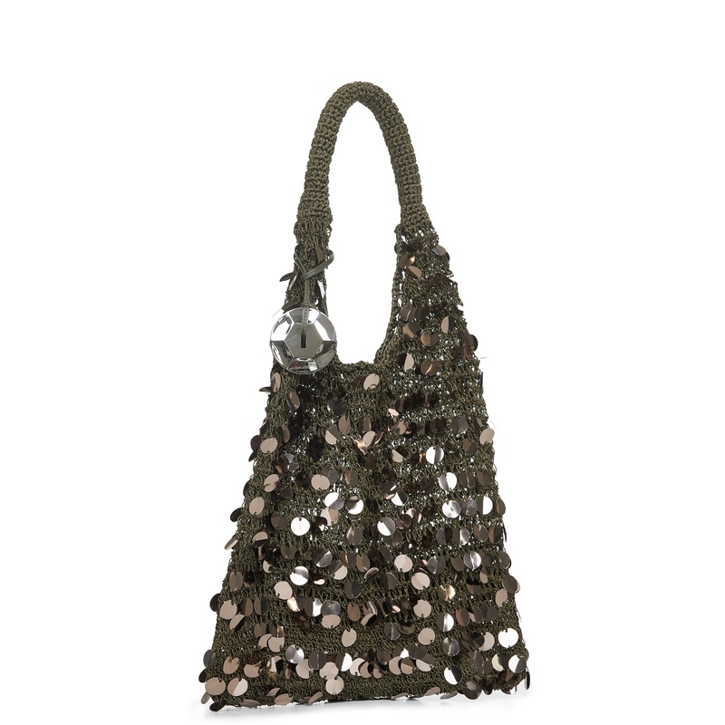 Gunmetal Sequin Hobo shoulder bag