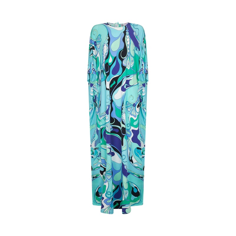 Orchidee print stretch jersey caftan