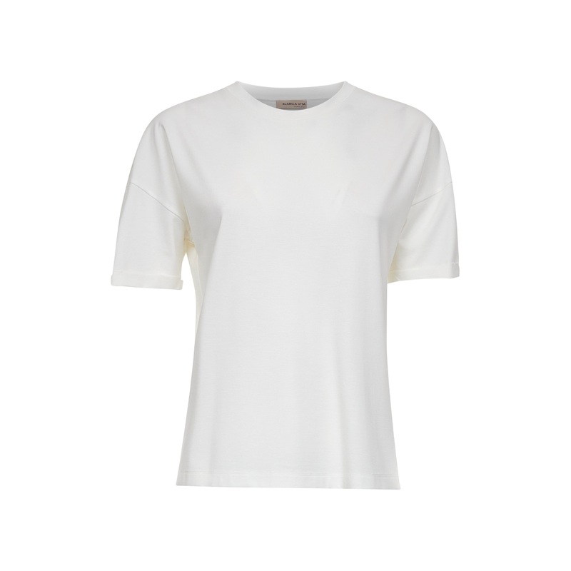 White stretch jersey Tessy crewneck T-shirt