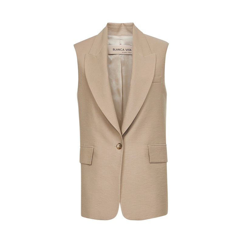 Beige viscose blend Gelly sleeveless blazer