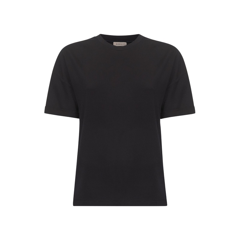 Black stretch jersey Tessy crewneck T-shirt