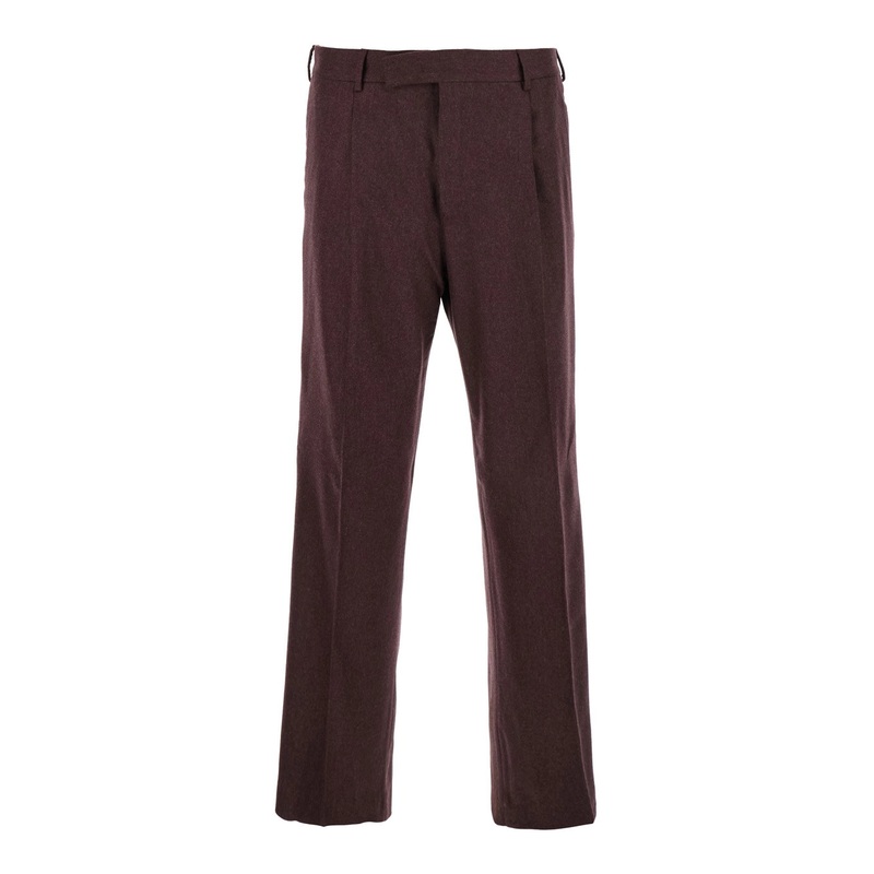 Bordeaux Pants with High Waist and Pences on the Front in Wool Blend Stretch Man