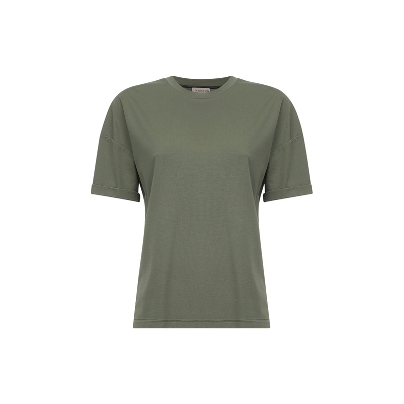 Green stretch jersey Tessy crewneck T-shirt